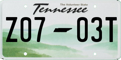 TN license plate Z0703T