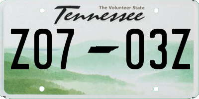 TN license plate Z0703Z