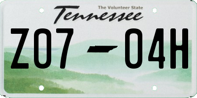 TN license plate Z0704H