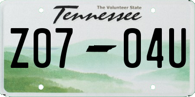 TN license plate Z0704U