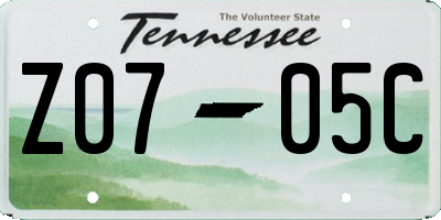TN license plate Z0705C