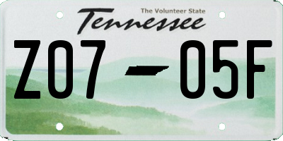 TN license plate Z0705F