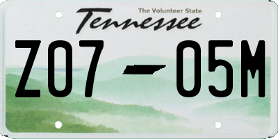 TN license plate Z0705M