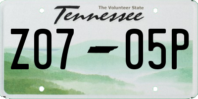 TN license plate Z0705P