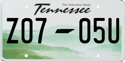 TN license plate Z0705U
