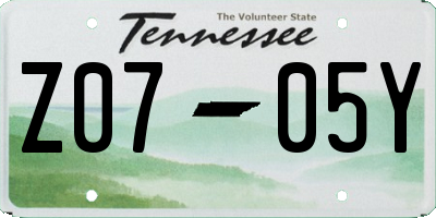 TN license plate Z0705Y