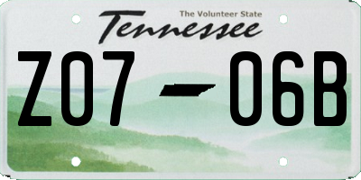 TN license plate Z0706B