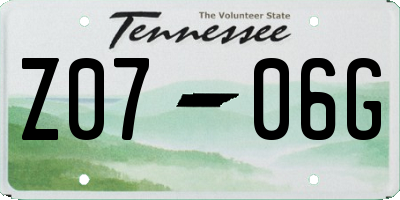 TN license plate Z0706G