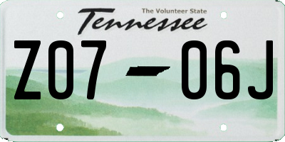 TN license plate Z0706J