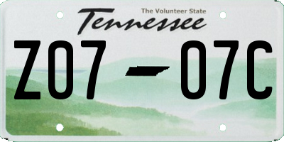 TN license plate Z0707C