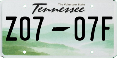 TN license plate Z0707F