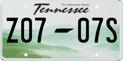TN license plate Z0707S