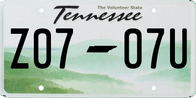 TN license plate Z0707U