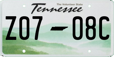 TN license plate Z0708C