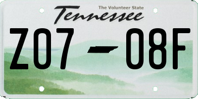 TN license plate Z0708F