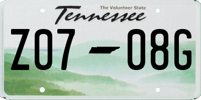 TN license plate Z0708G