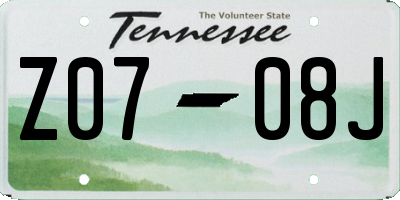 TN license plate Z0708J