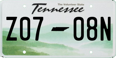 TN license plate Z0708N