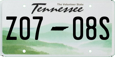 TN license plate Z0708S