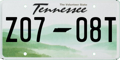 TN license plate Z0708T