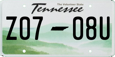 TN license plate Z0708U