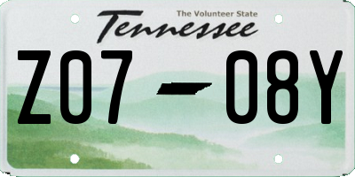 TN license plate Z0708Y