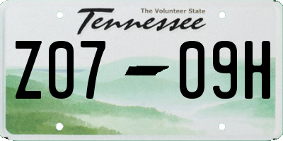 TN license plate Z0709H