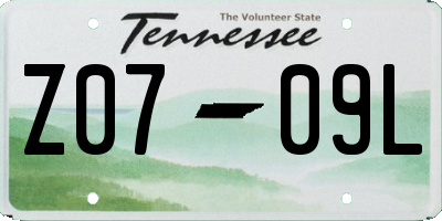 TN license plate Z0709L