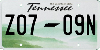 TN license plate Z0709N