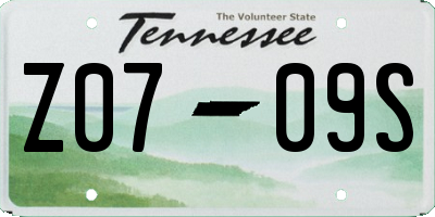 TN license plate Z0709S