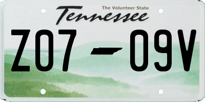 TN license plate Z0709V