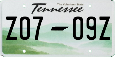 TN license plate Z0709Z