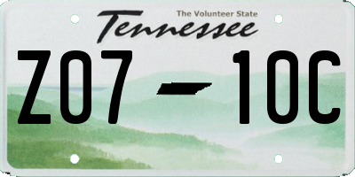 TN license plate Z0710C