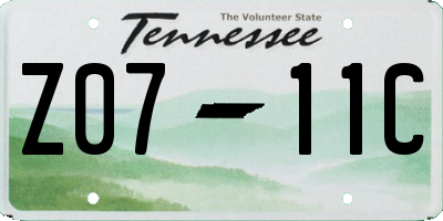 TN license plate Z0711C