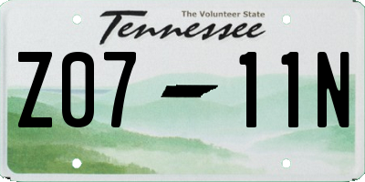 TN license plate Z0711N