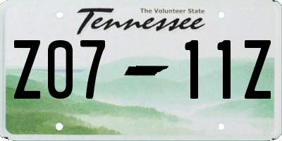 TN license plate Z0711Z