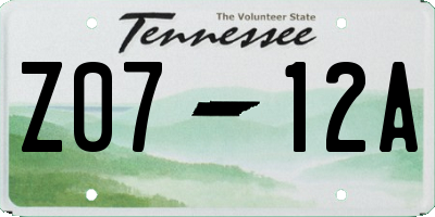 TN license plate Z0712A