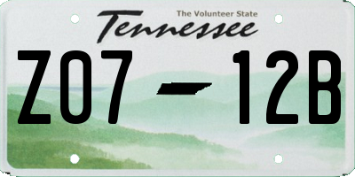 TN license plate Z0712B