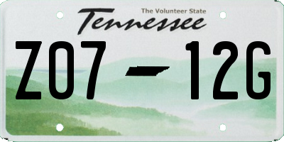 TN license plate Z0712G