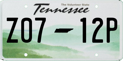 TN license plate Z0712P