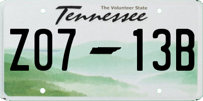 TN license plate Z0713B