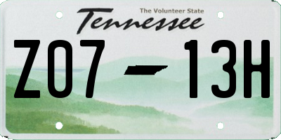TN license plate Z0713H