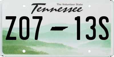 TN license plate Z0713S