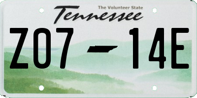 TN license plate Z0714E