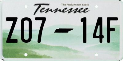 TN license plate Z0714F