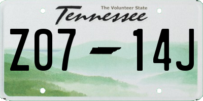 TN license plate Z0714J