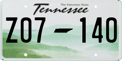 TN license plate Z0714O