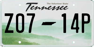 TN license plate Z0714P