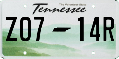 TN license plate Z0714R