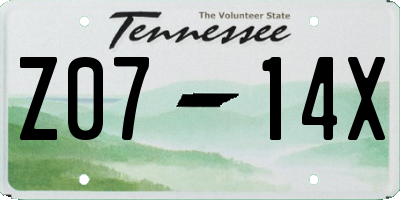 TN license plate Z0714X